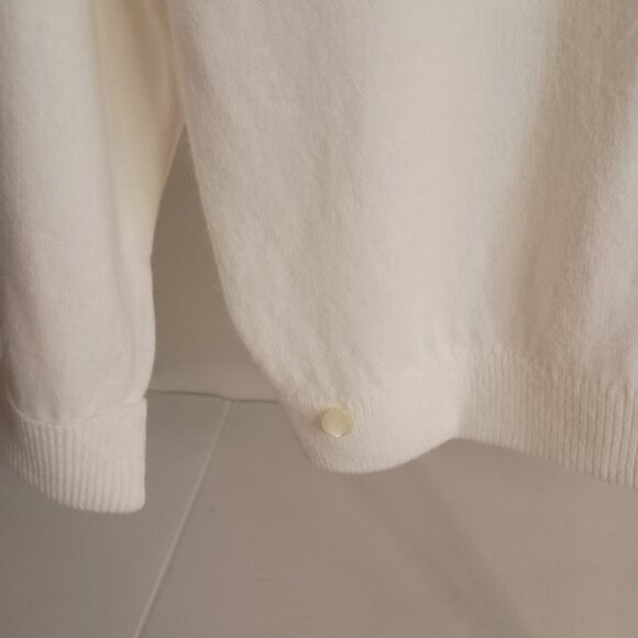 Ste Laurent Vintage White Embellished Crop 3/4 Sleeve Cardigan Sweater Women’s - Picture 8 of 16